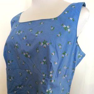 Vintage Blue with Small Floral Print Dress